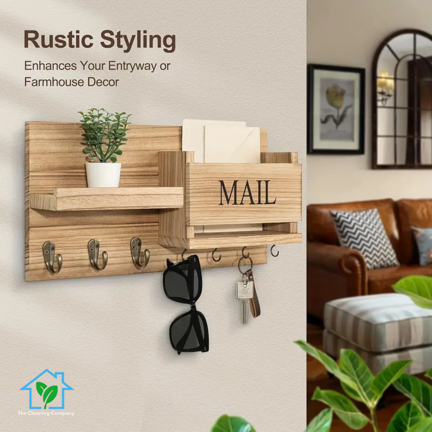 Rustic Wood Wall Mounted Storage Rack