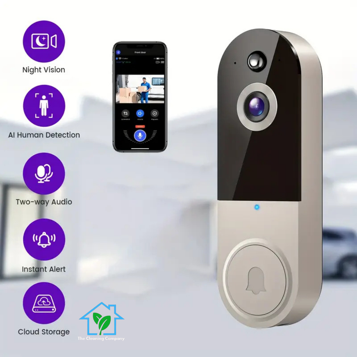 1440P Wireless Smart Doorbell with WiFi Camera