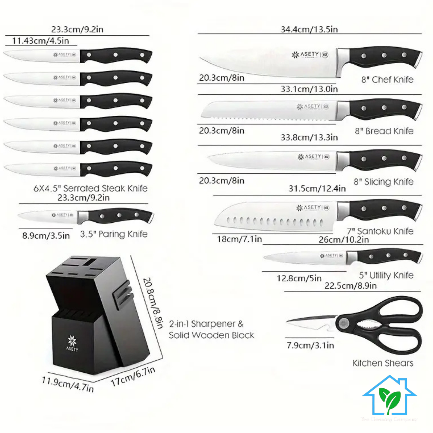 ASETY 15-Piece Knife Set