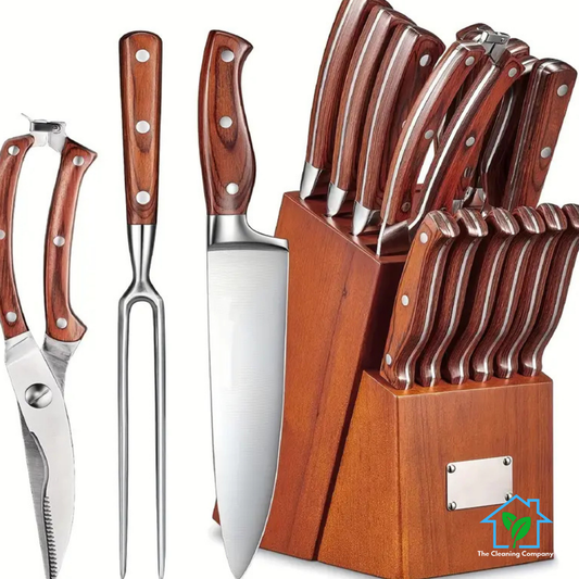 16-Piece Brown Kitchen Knife Set