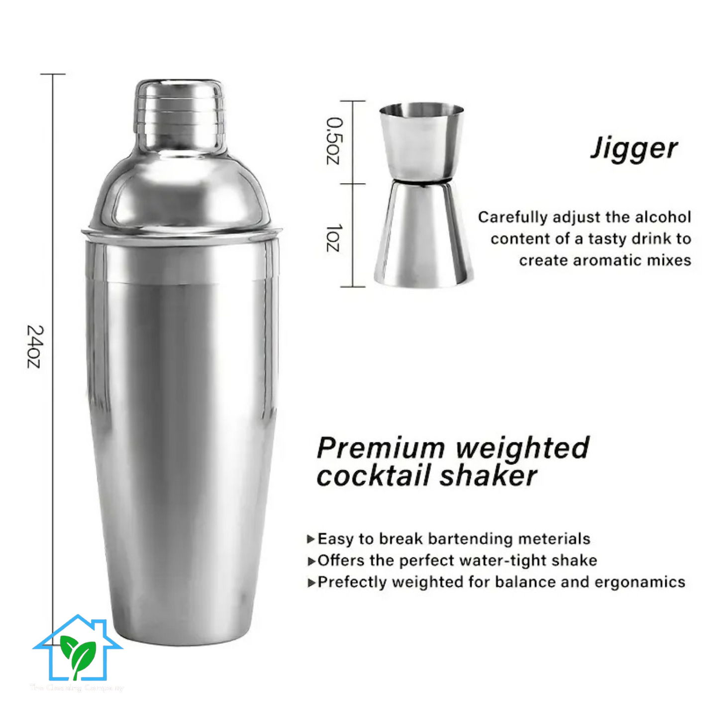 3-Piece Cocktail Shaker Set – 24oz